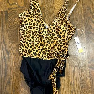 NWT Summersalt Wrap Leopard Bathing Suit Size 10